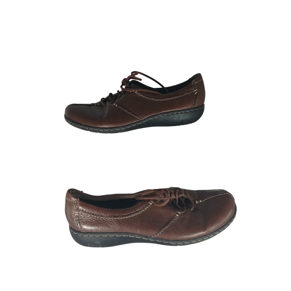 Clarks Bendables‎ Leather Oxfords 7M Brown Lace Up Comfort Professional Shoes